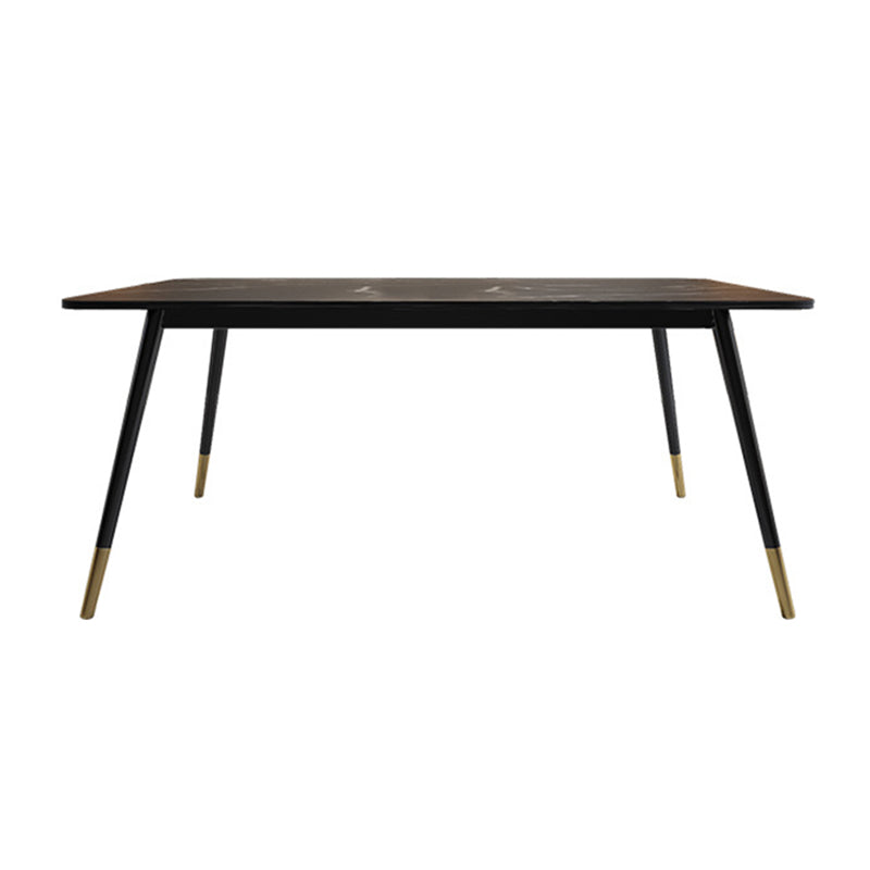 Metal Industrial Rectangular Dining Table Sintered Stone Dining Table with Metal Legs Black Without Chairs Clearhalo ' dining_table' 'Dining Tables & Seating' 'Dining Tables' 'furn' 'furn_dining_table' 'Furniture' 'furniture_dining_table' 'Kitchen & Dining Furniture' 'kitchen&dining_furn' 'kitchen' 'kitchen_dining_table' 4271433
