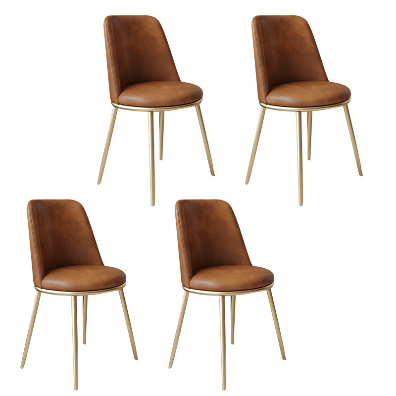 Scandinavian Style Leather Dining Chairs Upholstered Side Solid Back Chair Brown 4 Piece Set Clearhalo ' kitchen&dining_furn' 'Dining Chairs' 'Dining Tables & Seating' 'dining_chair' 'furn' 'furn_dining_chair' 'Furniture' 'furniture_dining_chair' 'Kitchen & Dining Furniture' 'kitchen' 4271663
