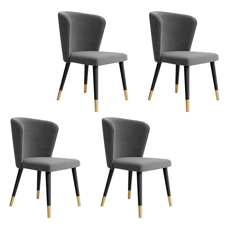 Glam Wood Dining Armless Chairs Velvet Dining Chairs for Restaurant Use Dark Gray 4 Piece Set Clearhalo ' kitchen&dining_furn' 'Dining Chairs' 'Dining Tables & Seating' 'dining_chair' 'furn' 'furn_dining_chair' 'Furniture' 'furniture_dining_chair' 'Kitchen & Dining Furniture' 'kitchen' 4271742