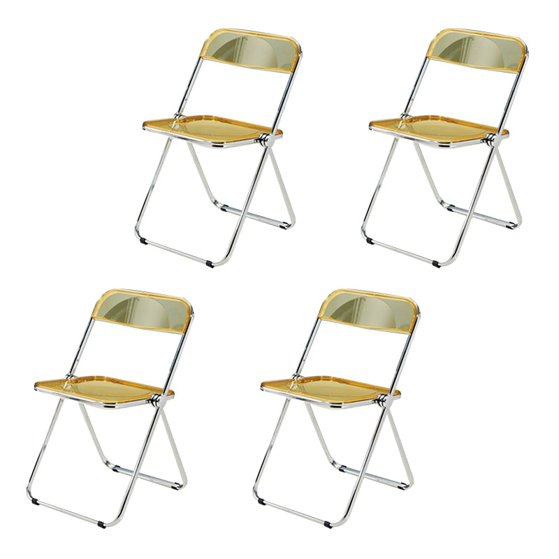 Contemporary Style Dining Chairs Armless Side Open Back Chairs with Metal Legs for Kitchen Beige-Clear 4 Piece Set Clearhalo ' kitchen&dining_furn' 'Dining Chairs' 'Dining Tables & Seating' 'dining_chair' 'furn' 'furn_dining_chair' 'Furniture' 'furniture_dining_chair' 'Kitchen & Dining Furniture' 'kitchen' 4271990