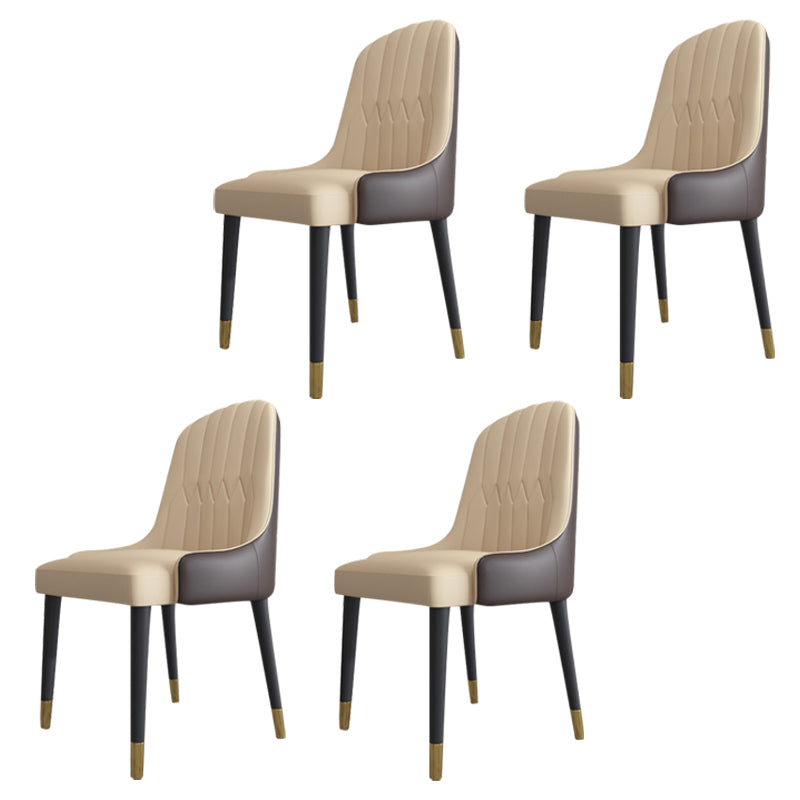 Scandinavian Style Leather Dining Chairs Armless Solid Back Chairs for Kitchen Cream 4 Piece Set Clearhalo ' kitchen&dining_furn' 'Dining Chairs' 'Dining Tables & Seating' 'dining_chair' 'furn' 'furn_dining_chair' 'Furniture' 'furniture_dining_chair' 'Kitchen & Dining Furniture' 'kitchen' 4272142