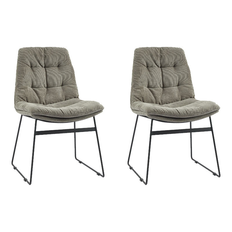 Contemporary Style Dining Chairs Kitchen Armless Side Chairs with Metal Legs (Set of 2) Dark Gray-White Clearhalo ' kitchen&dining_furn' 'Dining Chairs' 'Dining Tables & Seating' 'dining_chair' 'furn' 'furn_dining_chair' 'Furniture' 'furniture_dining_chair' 'Kitchen & Dining Furniture' 'kitchen' 4272282