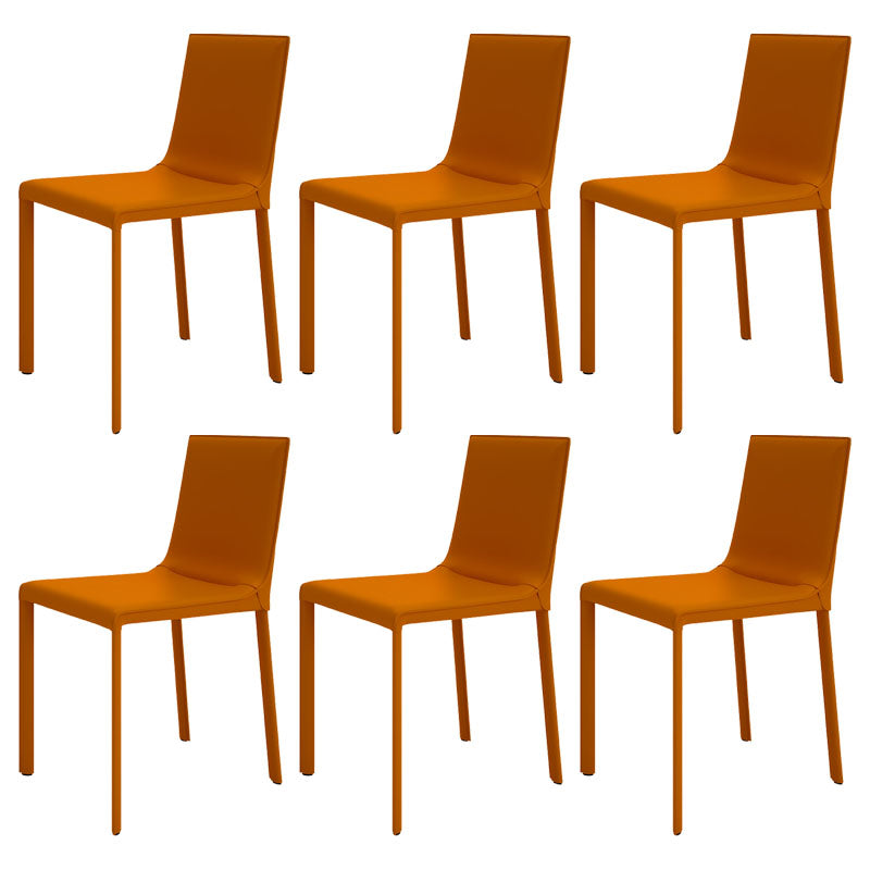 Contemporary Style Kitchen Chairs Dining Armless Side Chairs with Metal Legs Orange 6 Piece Set Clearhalo ' kitchen&dining_furn' 'Dining Chairs' 'Dining Tables & Seating' 'dining_chair' 'furn' 'furn_dining_chair' 'Furniture' 'furniture_dining_chair' 'Kitchen & Dining Furniture' 'kitchen' 4272411