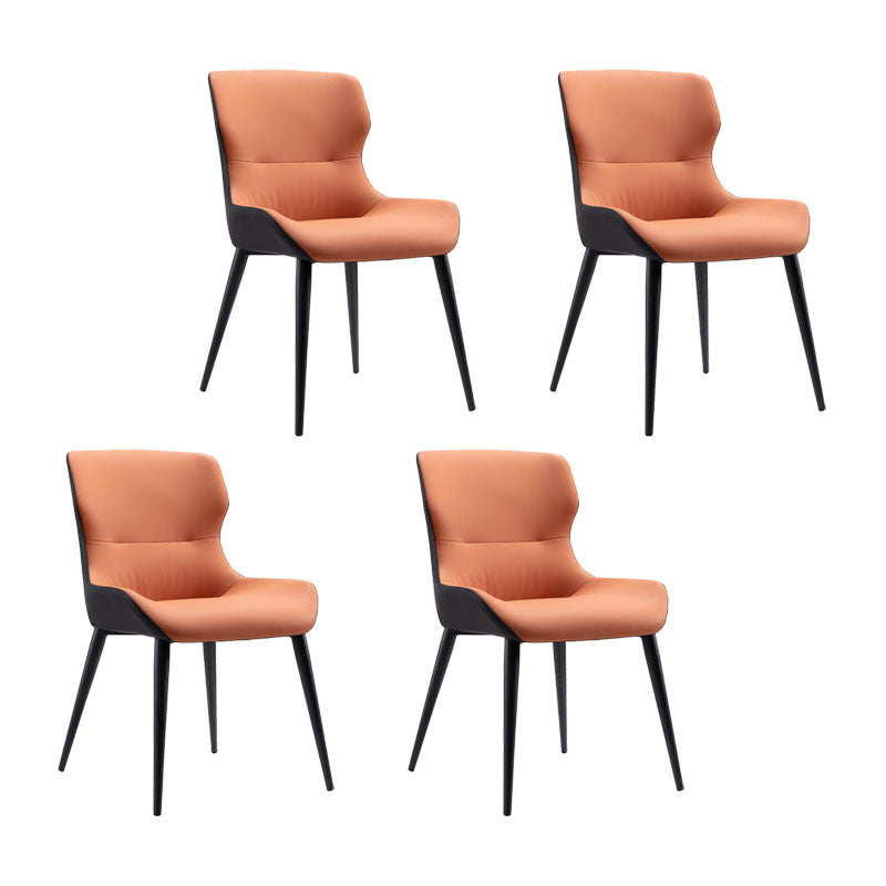 Contemporary Style Metal Chair Wingback Arm Kitchen Dining Room Chairs Orange 4 Piece Set Clearhalo ' kitchen&dining_furn' 'Dining Chairs' 'Dining Tables & Seating' 'dining_chair' 'furn' 'furn_dining_chair' 'Furniture' 'furniture_dining_chair' 'Kitchen & Dining Furniture' 'kitchen' 4272531