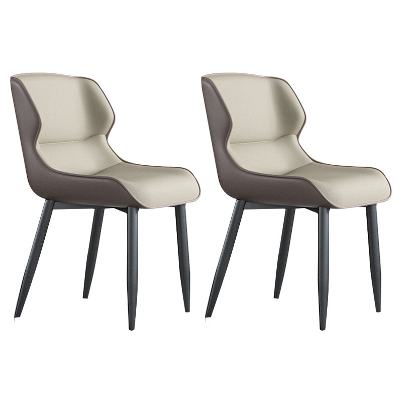 Modern Matte Finish Dining Chair Metal Dining Arm Side Chairs for Kitchen (Set of 2) Gray-White Clearhalo ' kitchen&dining_furn' 'Dining Chairs' 'Dining Tables & Seating' 'dining_chair' 'furn' 'furn_dining_chair' 'Furniture' 'furniture_dining_chair' 'Kitchen & Dining Furniture' 'kitchen' 4272639