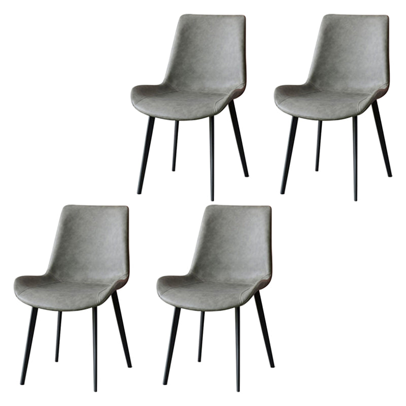 Modern Leather Brasserie Side Chair Solid Back Dining Chair with Black Legs Grey 4 Piece Set Clearhalo ' kitchen&dining_furn' 'Dining Chairs' 'Dining Tables & Seating' 'dining_chair' 'furn' 'furn_dining_chair' 'Furniture' 'furniture_dining_chair' 'Kitchen & Dining Furniture' 'kitchen' 4272721