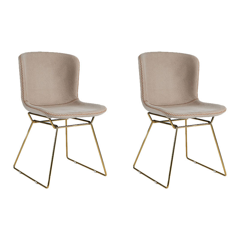 Contemporary Style Dining Chair Armless Side Chair with Metal Legs for Kitchen (Set of 2) Cream Gray Brass Gold Clearhalo ' kitchen&dining_furn' 'Dining Chairs' 'Dining Tables & Seating' 'dining_chair' 'furn' 'furn_dining_chair' 'Furniture' 'furniture_dining_chair' 'Kitchen & Dining Furniture' 'kitchen' 4273654