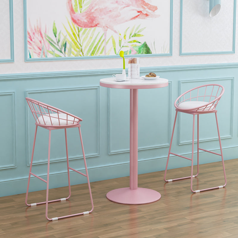 Industrial Style Pink Bar Table Marble White 23.6"W Top Indoor Bistro ...