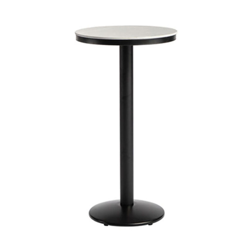 Industrial Style Marble Cocktail Bar Table Black Metal Base Bar Table 21.7"L x 21.7"W x 41.3"H White Without Chairs Clearhalo 'Bar Furniture' 'Bar Tables' 'bar_tables' 'furn' 'furn_bar_tables' 'Furniture' 'furniture_bar_tables' 'Kitchen & Dining Furniture' 'kitchen&dining_furn' 'kitchen' 4275071