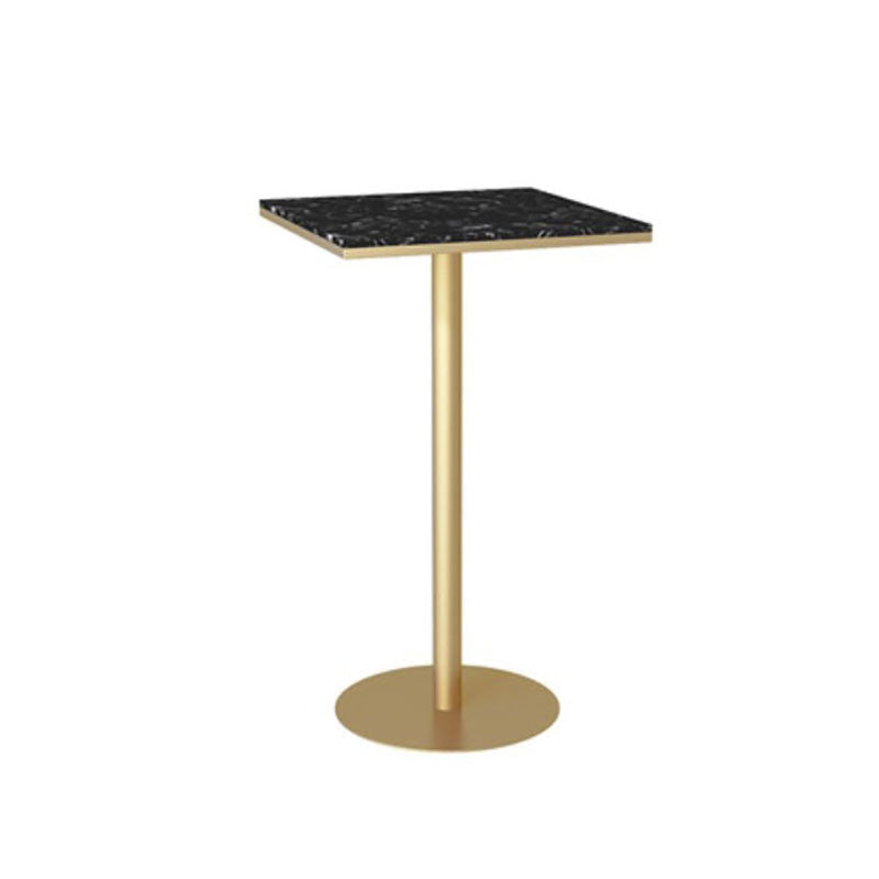 Nordic Marble Bar Table 42-inch Height Gold Metal Base Bistro Table Black Square Without Chairs Clearhalo 'Bar Furniture' 'Bar Tables' 'bar_tables' 'furn' 'furn_bar_tables' 'Furniture' 'furniture_bar_tables' 'Kitchen & Dining Furniture' 4275085