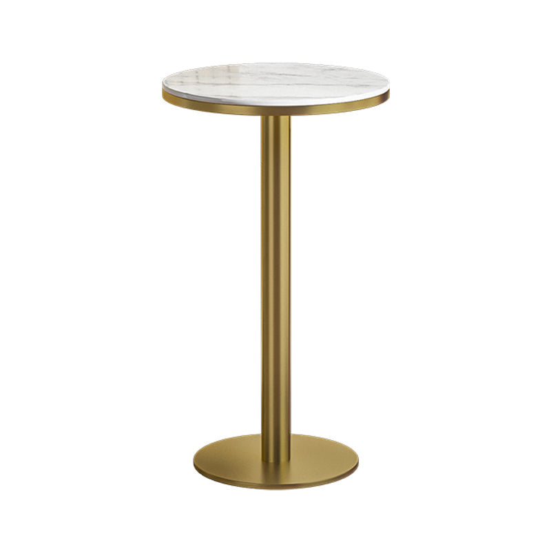 Glam Style Gold Metal Bar Table 21.6" Round Top Marble Indoor Bistro Table 21.7"L x 21.7"W x 41.3"H Without Chairs Clearhalo 'Bar Furniture' 'Bar Tables' 'bar_tables' 'furn' 'furn_bar_tables' 'Furniture' 'furniture_bar_tables' 'Kitchen & Dining Furniture' 'kitchen&dining_furn' 'kitchen' 4275099
