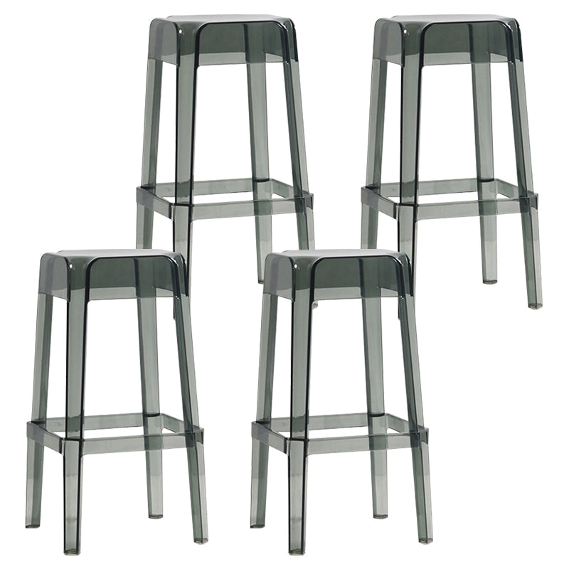 Backless Arm-less Modern Bar Stool Plastic Footrest Square Counter Stool Smoke Gray 4 Piece Set Bar Stool(30"H) Clearhalo 'Bar Furniture' 'Bar Stools' 'bar_stools' 'furn' 'furn_bar_stools' 'furniture_bar_stools' 'Kitchen & Dining Furniture' 'kitchen&dining_furn' 'kitchen' 'kitchen_furn' Furniture' 4275137