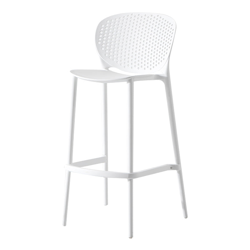 Modern Plastic Counter & Bar Stool Low Back Footrest Stool for Coffee Shop White Bar Stool(30"H) Clearhalo 'Bar Furniture' 'Bar Stools' 'bar_stools' 'furn' 'furn_bar_stools' 'furniture_bar_stools' 'Kitchen & Dining Furniture' 'kitchen&dining_furn' 'kitchen' 'kitchen_furn' Furniture' 4275177