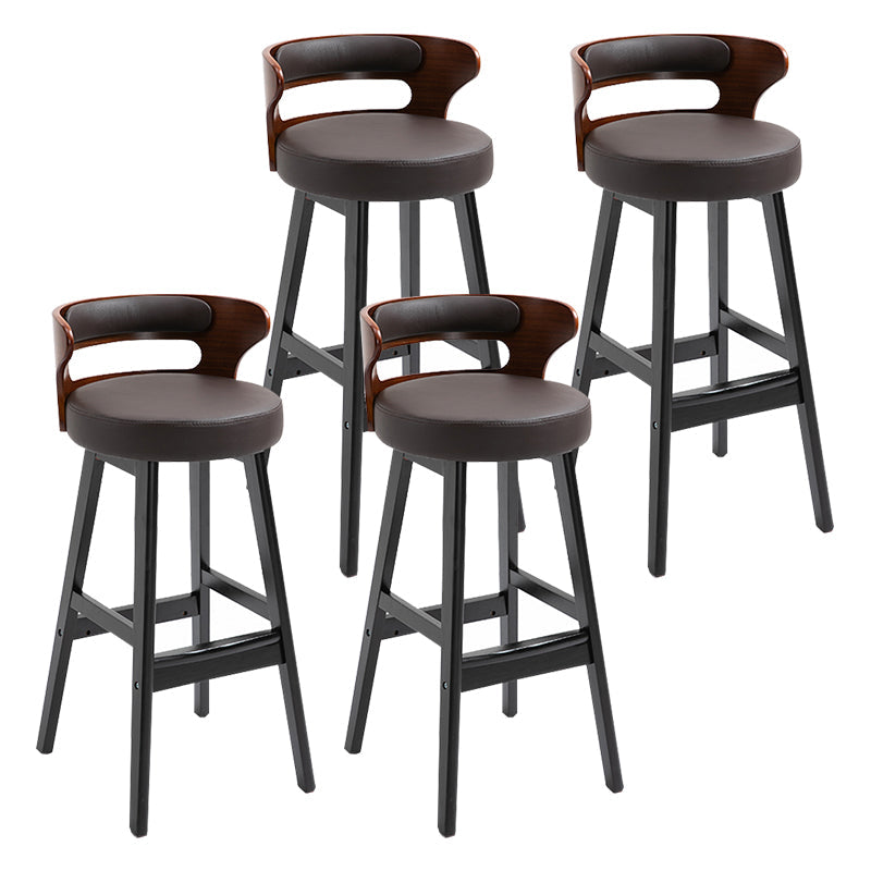 Modern Armless Backrest Counter Stool Wood Household Bar Stool with Cushion Light Brown 4 Piece Set Clearhalo 'Bar Furniture' 'Bar Stools' 'bar_stools' 'furn' 'furn_bar_stools' 'furniture_bar_stools' 'Kitchen & Dining Furniture' 'kitchen&dining_furn' 'kitchen' 'kitchen_furn' Furniture' 4275247