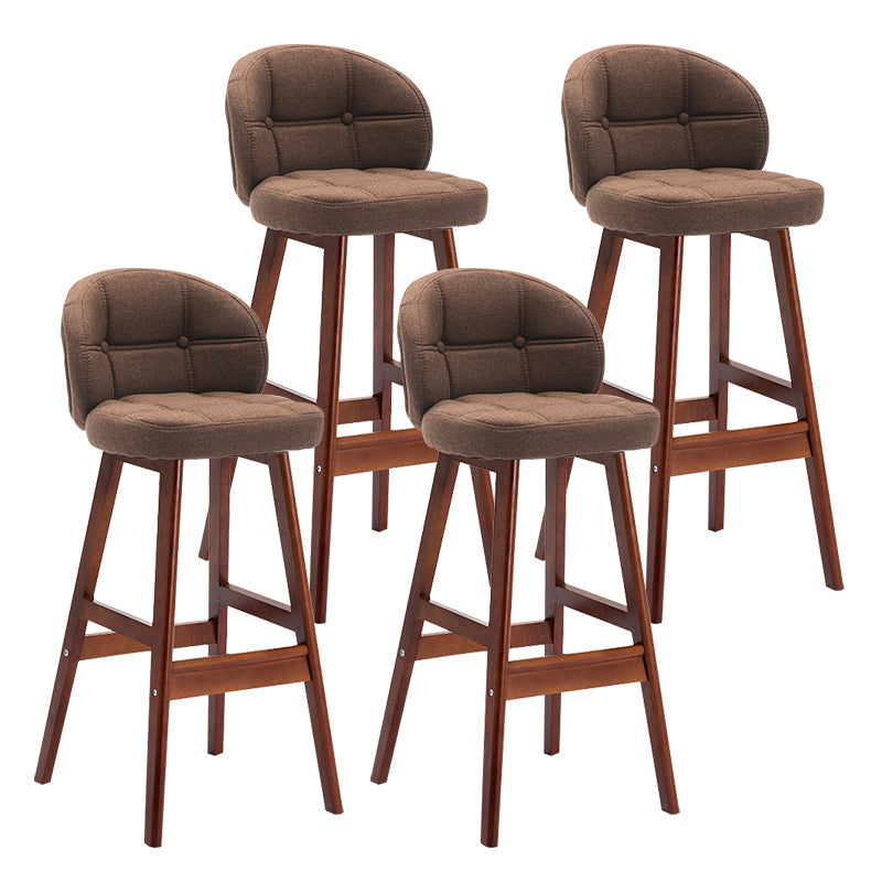 Modern Armless Backrest Counter Stool Wood Household Bar Stool with Pedal and Cushion Brown Brown 4 Piece Set Clearhalo 'Bar Furniture' 'Bar Stools' 'bar_stools' 'furn' 'furn_bar_stools' 'furniture_bar_stools' 'Kitchen & Dining Furniture' 'kitchen&dining_furn' 'kitchen' 'kitchen_furn' Furniture' 4275316