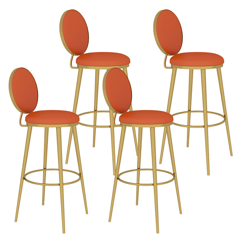 Glam Round Stool Armless Leather Bar Stool With Low Back And Metal Legs 4 Piece Set Clearhalo 'Bar Furniture' 'Bar Stools' 'bar_stools' 'furn' 'furn_bar_stools' 'furniture_bar_stools' 'Kitchen & Dining Furniture' 'kitchen&dining_furn' 'kitchen' 'kitchen_furn' Furniture' 4275403