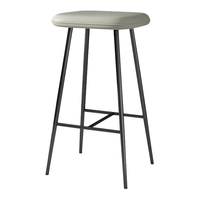 Glam Counter Bar Stool Armless Leather Rectangle Bar Stool with Footrest Black Gray Bar Stool(30"H) Clearhalo 'Bar Furniture' 'Bar Stools' 'bar_stools' 'furn' 'furn_bar_stools' 'furniture_bar_stools' 'Kitchen & Dining Furniture' 'kitchen&dining_furn' 'kitchen' 'kitchen_furn' Furniture' 4275456