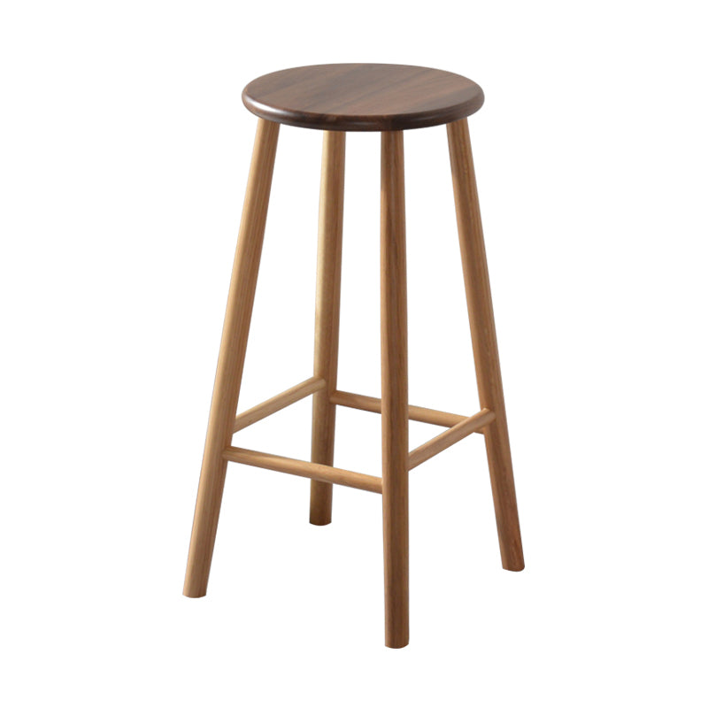 Modern Round Counter Bar Stool Armless Wood Indoor Bar Stool with Footrest Counter Stool (24"H) Clearhalo 'Bar Furniture' 'Bar Stools' 'bar_stools' 'furn' 'furn_bar_stools' 'furniture_bar_stools' 'Kitchen & Dining Furniture' 'kitchen&dining_furn' 'kitchen' 'kitchen_furn' Furniture' 4275493