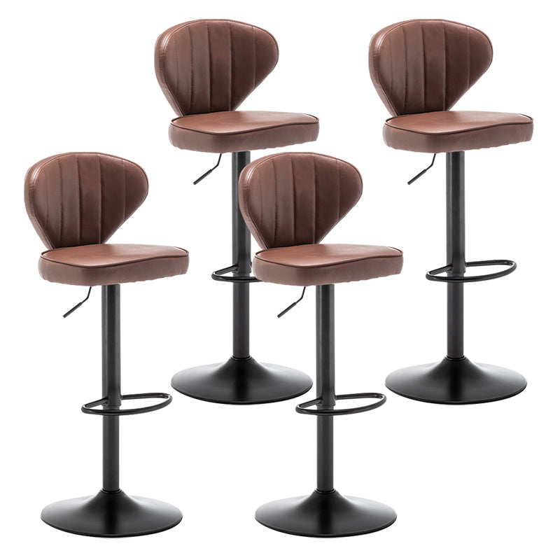 Contemporary Faux Leather Bar Stool Footrest Low Back Adjustable Height Swivel Stool Brown 4 Piece Set Clearhalo 'Bar Furniture' 'Bar Stools' 'bar_stools' 'furn' 'furn_bar_stools' 'furniture_bar_stools' 'Kitchen & Dining Furniture' 'kitchen&dining_furn' 'kitchen' 'kitchen_furn' Furniture' 4275606