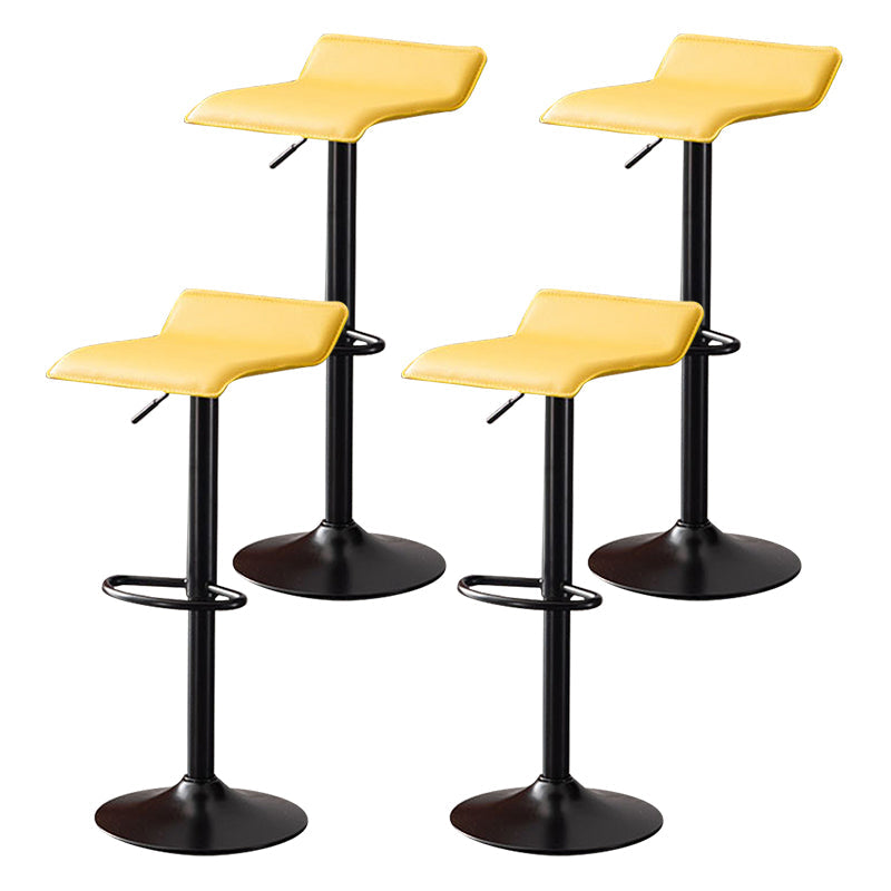 Modern Adjustable Swivel Bar Stool Footrest Low Back Faux Leather Bar Stool Yellow 4 Piece Set Clearhalo 'Bar Furniture' 'Bar Stools' 'bar_stools' 'furn' 'furn_bar_stools' 'furniture_bar_stools' 'Kitchen & Dining Furniture' 'kitchen&dining_furn' 'kitchen' 'kitchen_furn' Furniture' 4275638