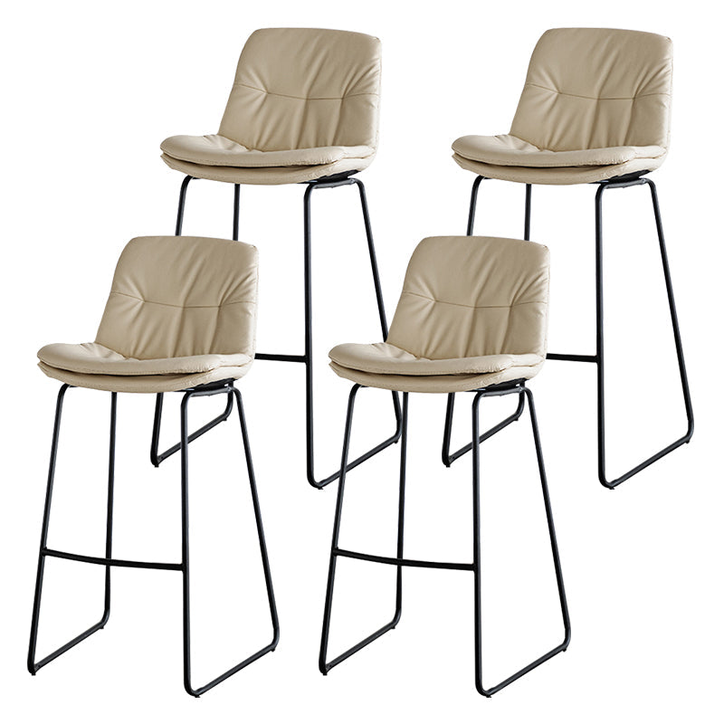 Modern PU Upholstery Bar Stool Low Back Arm-less Counter-height Indoor Stool Off-White 4 Piece Set Bar Stool(30"H) Clearhalo 'Bar Furniture' 'Bar Stools' 'bar_stools' 'furn' 'furn_bar_stools' 'furniture_bar_stools' 'Kitchen & Dining Furniture' 'kitchen&dining_furn' 'kitchen' 'kitchen_furn' Furniture' 4275688