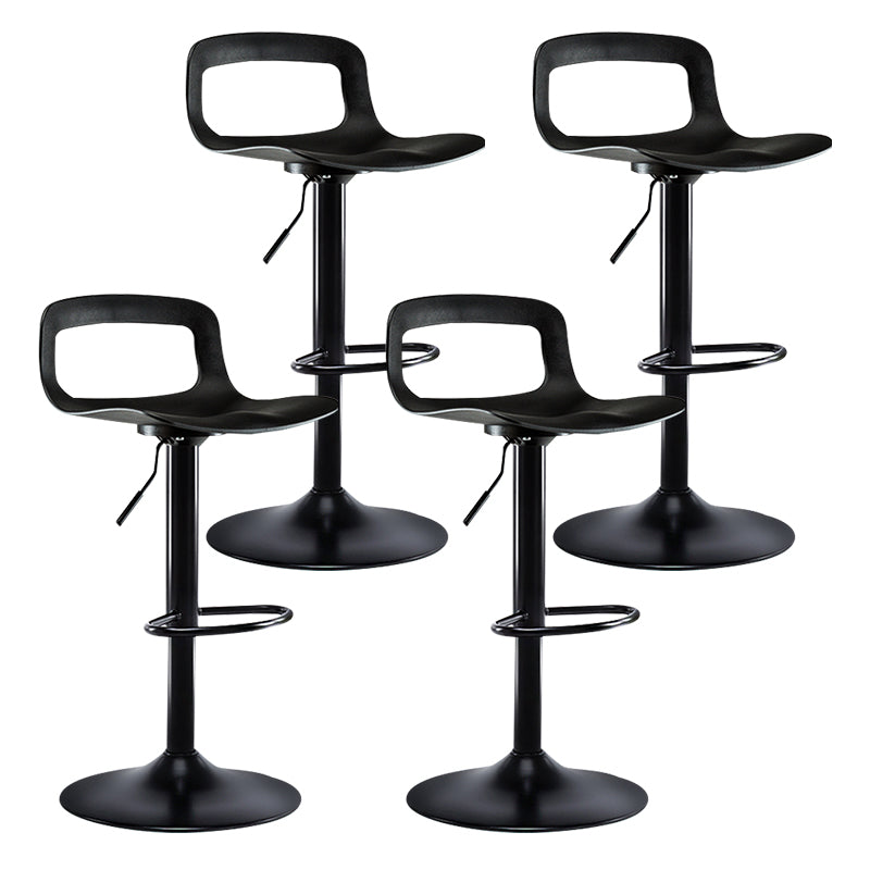 Modern Footrest Bar Stool Plastic Low Back Bucket Indoor Swivel Counter Stool Black 4 Piece Set Clearhalo 'Bar Furniture' 'Bar Stools' 'bar_stools' 'furn' 'furn_bar_stools' 'furniture_bar_stools' 'Kitchen & Dining Furniture' 'kitchen&dining_furn' 'kitchen' 'kitchen_furn' Furniture' 4275737
