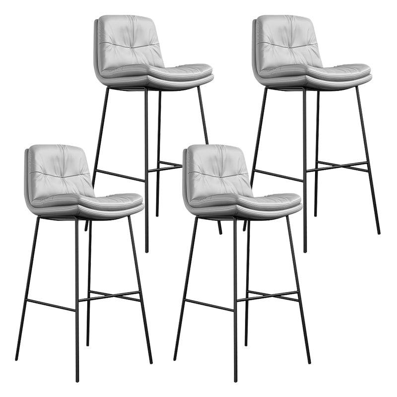 Indoor Leather Bar Stool Low Back Footrest Bucket Counter Stool with Cushion Light Gray 4 Piece Set Clearhalo 'Bar Furniture' 'Bar Stools' 'bar_stools' 'furn' 'furn_bar_stools' 'furniture_bar_stools' 'Kitchen & Dining Furniture' 'kitchen&dining_furn' 'kitchen' 'kitchen_furn' Furniture' 4275800