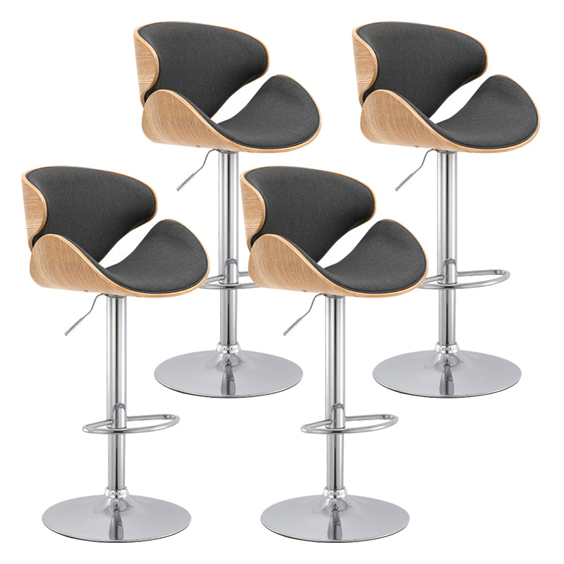 Wood Adjustable Bar & Counter Stool Armed Footrest Indoor Contemporary Bar Stool Grey 4 Piece Set Clearhalo 'Bar Furniture' 'Bar Stools' 'bar_stools' 'furn' 'furn_bar_stools' 'furniture_bar_stools' 'Kitchen & Dining Furniture' 'kitchen&dining_furn' 'kitchen' 'kitchen_furn' Furniture' 4275838