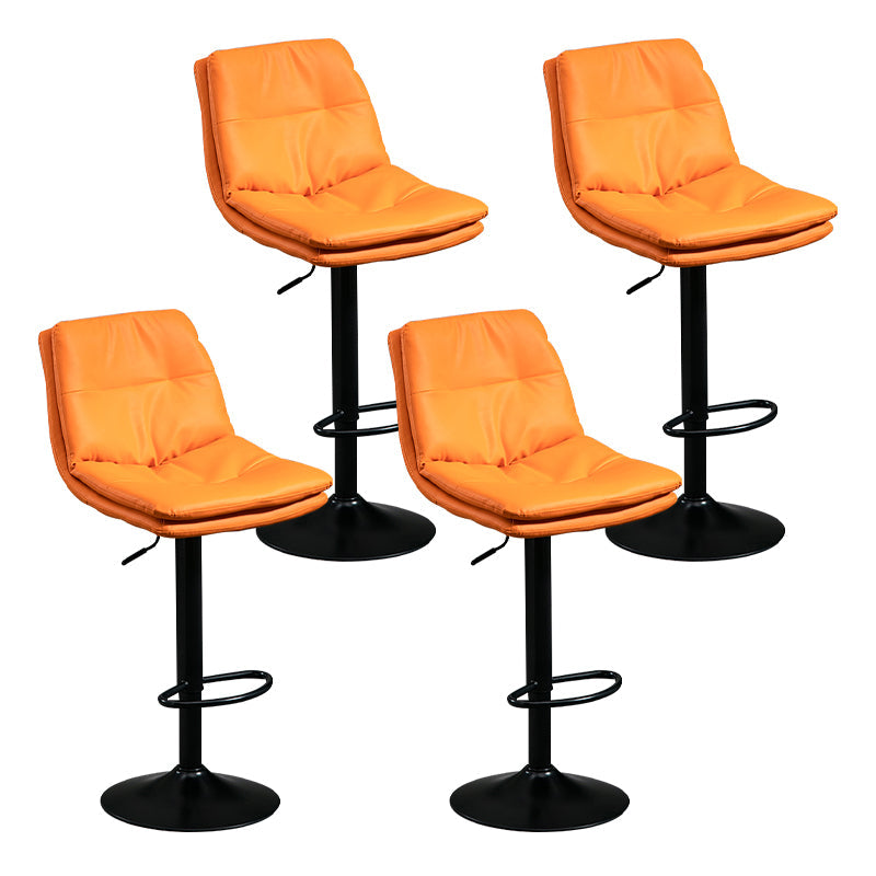 Modern Leather Bar Stool Swivel Bucket Adjustable Height Full Back Counter Stool Orange 4 Piece Set Clearhalo 'Bar Furniture' 'Bar Stools' 'bar_stools' 'furn' 'furn_bar_stools' 'furniture_bar_stools' 'Kitchen & Dining Furniture' 'kitchen&dining_furn' 'kitchen' 'kitchen_furn' Furniture' 4275888