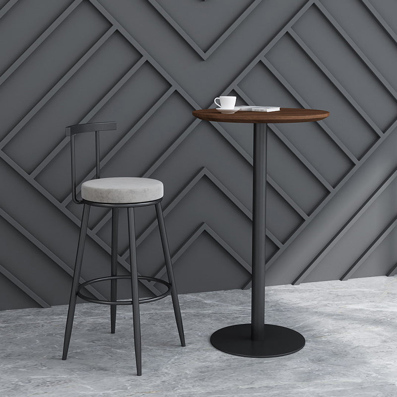 Contemporary Round Bar Dining Table Indoor Wood Bar Table with Iron Base 23.6"L x 23.6"W x 41.3"H Brown Without Chairs Clearhalo 'Bar Furniture' 'Bar Tables' 'bar_tables' 'furn' 'furn_bar_tables' 'Furniture' 'furniture_bar_tables' 'Kitchen & Dining Furniture' 4284408