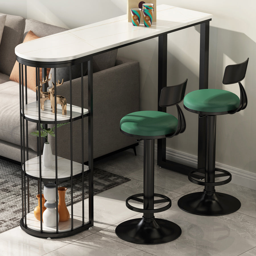 Modern Black and White Bistro Bar Desk Storage Kitchen Bistro Bar Table 78.7"L x 15.7"W x 41.3"H Without Chairs Clearhalo 'Bar Furniture' 'Bar Tables' 'bar_tables' 'furn' 'furn_bar_tables' 'Furniture' 'furniture_bar_tables' 'Kitchen & Dining Furniture' 'kitchen&dining_furn' 'kitchen' 4284567