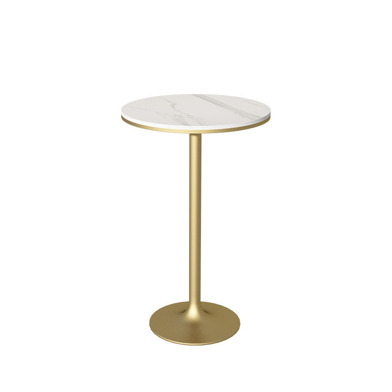 Contemporary Round Bar Dining Table Indoor Pedestal Bar Height Table 42-Inch Top Gold Without Chairs Clearhalo 'Bar Furniture' 'Bar Tables' 'bar_tables' 'furn' 'furn_bar_tables' 'Furniture' 'furniture_bar_tables' 'Kitchen & Dining Furniture' 'kitchen&dining_furn' 'kitchen' 4284691