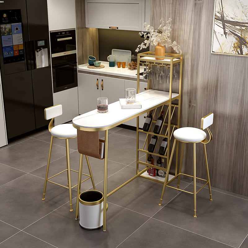 Indoor Wine Back Event and Cocktail Table Modern Marble Legs Bar Height Table 70.9"L x 15.7"W x 41.3"H Gold Without Chairs Clearhalo 'Bar Furniture' 'Bar Tables' 'bar_tables' 'furn' 'furn_bar_tables' 'Furniture' 'furniture_bar_tables' 'Kitchen & Dining Furniture' 'kitchen&dining_furn' 'kitchen' 4285009