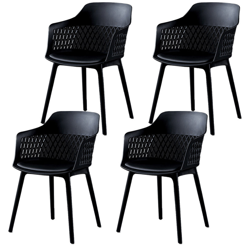 Contemporary Metal Indoor-Outdoor Room Armchair Open Back Chair Black 4 Piece Set Clearhalo ' kitchen&dining_furn' 'Dining Chairs' 'Dining Tables & Seating' 'dining_chair' 'furn' 'furn_dining_chair' 'Furniture' 'furniture_dining_chair' 'Kitchen & Dining Furniture' 'kitchen' 4286815