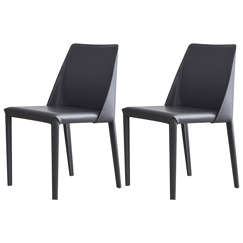 Contemporary Dining Armless Chair Leather Curved Parsons Side Chair Grey 2 Piece Set Clearhalo ' kitchen&dining_furn' 'Dining Chairs' 'Dining Tables & Seating' 'dining_chair' 'furn' 'furn_dining_chair' 'Furniture' 'furniture_dining_chair' 'Kitchen & Dining Furniture' 'kitchen' 4287017