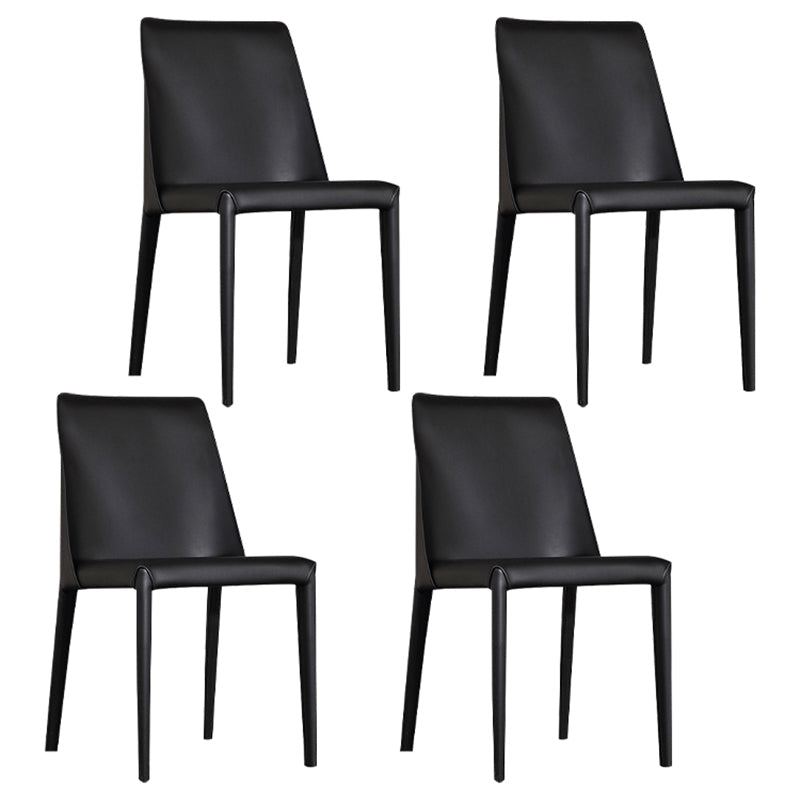 Modern Parsons Side Chair Matte Finish Leather Curved Armless Chair Black Set of 4 Clearhalo ' kitchen&dining_furn' 'Dining Chairs' 'Dining Tables & Seating' 'dining_chair' 'Furniture' 'furniture_dining_chair' 'Kitchen & Dining Furniture' 'kitchen' 4287248