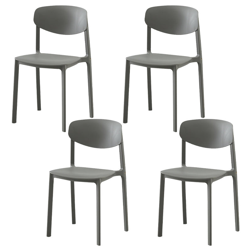 Modern Plastic Indoor-Outdoor Room Side Chairs Open Back Chair Dark Gray Set of 4 Clearhalo ' kitchen&dining_furn' 'Dining Chairs' 'Dining Tables & Seating' 'dining_chair' 'Furniture' 'furniture_dining_chair' 'Kitchen & Dining Furniture' 'kitchen' 4287462