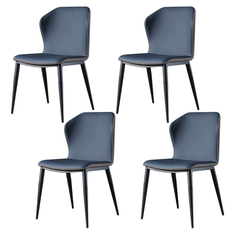 Contemporary Wingback Side Chair Matte Finish Leather Curved Armless Chair Blue 4 Piece Set Clearhalo ' kitchen&dining_furn' 'Dining Chairs' 'Dining Tables & Seating' 'dining_chair' 'furn' 'furn_dining_chair' 'Furniture' 'furniture_dining_chair' 'Kitchen & Dining Furniture' 'kitchen' 4287498