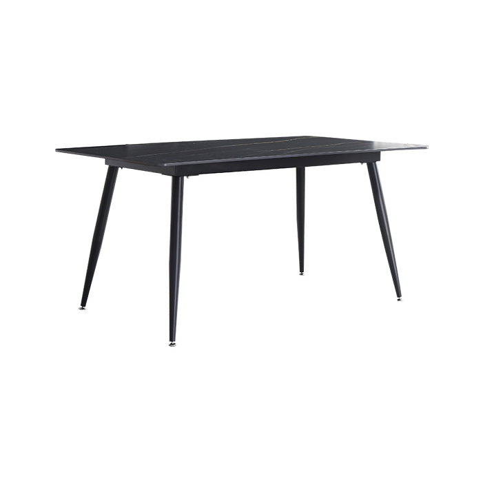 Medieval Modern Sintered Stone Table for Restaurant Rectangle Table with 4 Legs Black Without Chairs Clearhalo ' dining_table' 'Dining Tables & Seating' 'Dining Tables' 'furn' 'furn_dining_table' 'Furniture' 'furniture_dining_table' 'Kitchen & Dining Furniture' 'kitchen&dining_furn' 'kitchen' 'kitchen_dining_table' 4287863