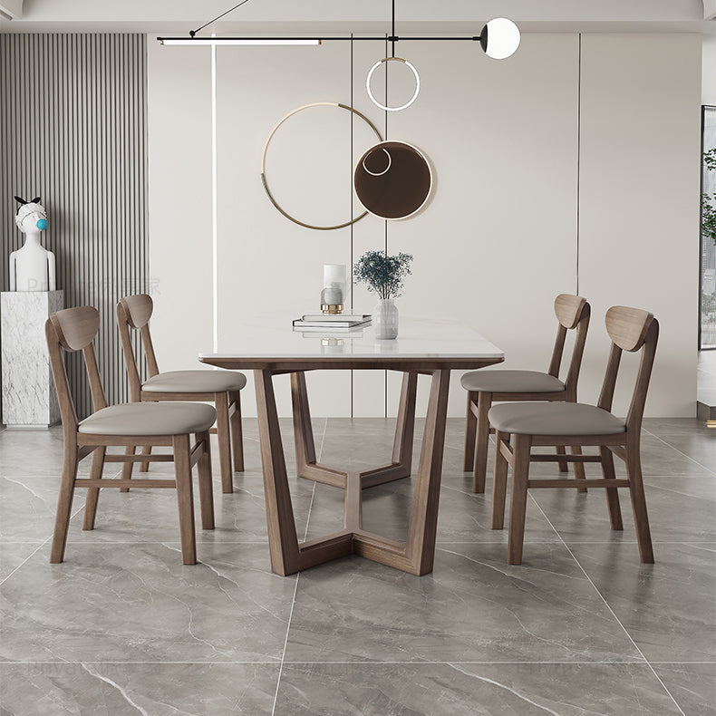 Rectangle Mid-Century Modern Dining Table White Tone Fixed Table with Sintered Stone Clearhalo ' dining_table' 'Dining Tables & Seating' 'Dining Tables' 'furn' 'furn_dining_table' 'Furniture' 'furniture_dining_table' 'Kitchen & Dining Furniture' 'kitchen&dining_furn' 'kitchen' 'kitchen_dining_table' 4287872