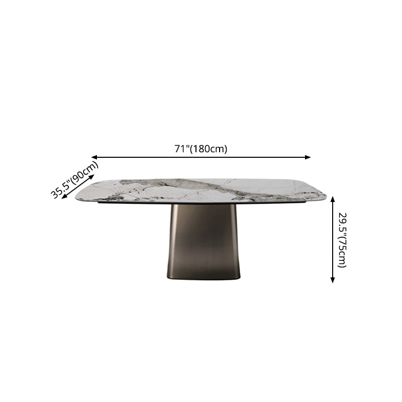 Metal Traditional Luxury Rectangle Table White Sintered Stone Top Table with Pedestal Base Clearhalo ' dining_table' 'Dining Tables & Seating' 'Dining Tables' 'furn' 'furn_dining_table' 'Furniture' 'furniture_dining_table' 'Kitchen & Dining Furniture' 'kitchen&dining_furn' 'kitchen' 'kitchen_dining_table' 4288146