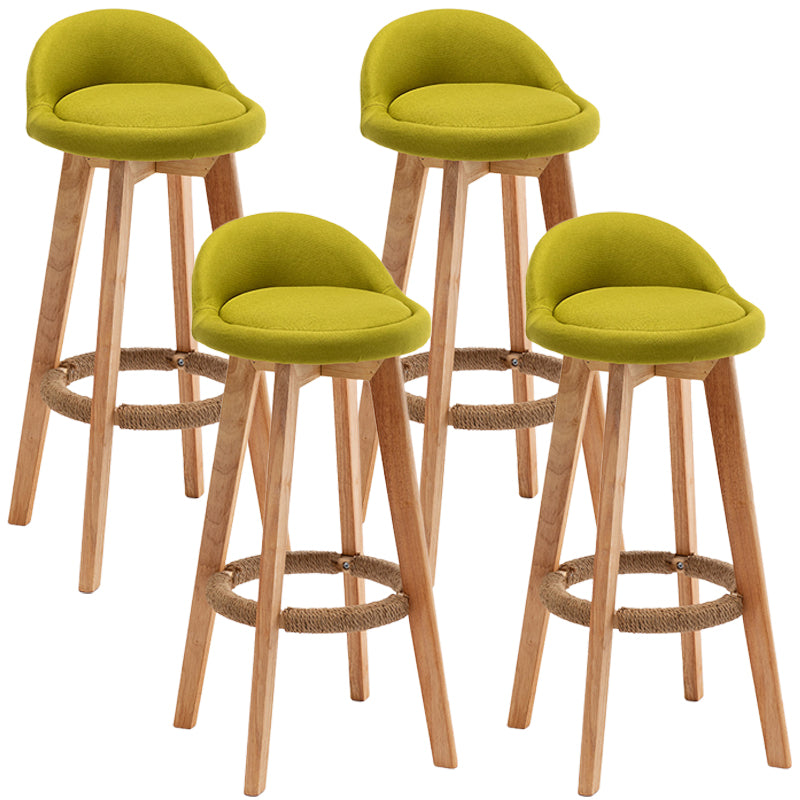 Nordic Wood Swivel Barstool Low Back Indoor Tall Stool with Upholstered Green 4 Piece Set Clearhalo 'Bar Furniture' 'Bar Stools' 'bar_stools' 'furn' 'furn_bar_stools' 'furniture_bar_stools' 'Kitchen & Dining Furniture' 'kitchen&dining_furn' 'kitchen' 'kitchen_furn' Furniture' 4289946