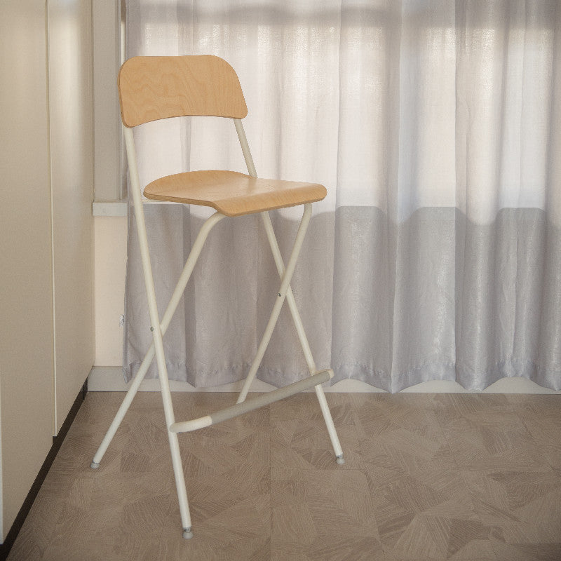 Nordic Steel Simple Folding Barstool 29" H Birch Tall Stool, 1 Piece Wood Clearhalo 'Bar Furniture' 'Bar Stools' 'bar_stools' 'furn' 'furn_bar_stools' 'furniture_bar_stools' 'Kitchen & Dining Furniture' 'kitchen&dining_furn' 'kitchen' 'kitchen_furn' Furniture' 4290034