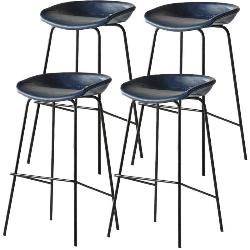 Scandinavian Metal Black Counter Stools Bucket Seat Bar Stools with Footrest Blue 4 Piece Set Clearhalo 'Bar Furniture' 'Bar Stools' 'bar_stools' 'furn' 'furn_bar_stools' 'furniture_bar_stools' 'Kitchen & Dining Furniture' 'kitchen&dining_furn' 'kitchen' 'kitchen_furn' Furniture' 4290079