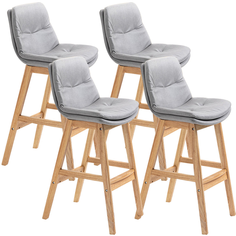 Scandinavian Wood Upholstered Counter Stools Low Back Bar Stools with Footrest Grey Wood 4 Piece Set Clearhalo 'Bar Furniture' 'Bar Stools' 'bar_stools' 'furn' 'furn_bar_stools' 'furniture_bar_stools' 'Kitchen & Dining Furniture' 'kitchen&dining_furn' 'kitchen' 'kitchen_furn' Furniture' 4290131