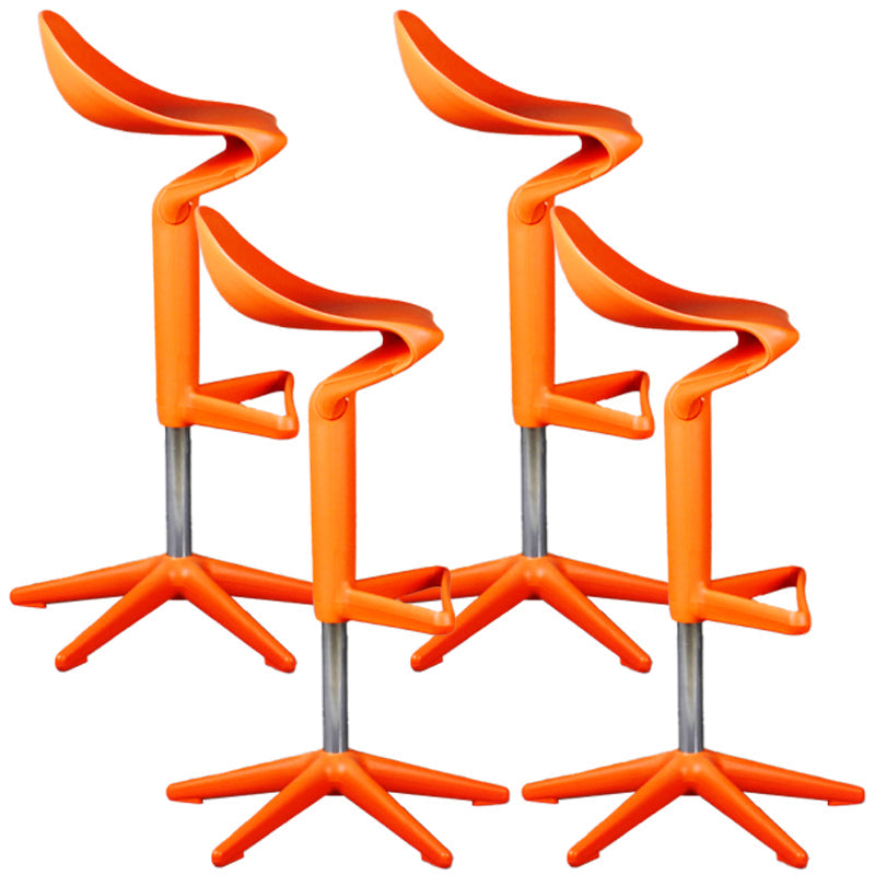 Dinning Room Modern Plastic Barstool Rotating Lifting Macron Bar Stool with Backrests Orange 4 Piece Set Clearhalo 'Bar Furniture' 'Bar Stools' 'bar_stools' 'furn' 'furn_bar_stools' 'furniture_bar_stools' 'Kitchen & Dining Furniture' 'kitchen&dining_furn' 'kitchen' 'kitchen_furn' Furniture' 4290239