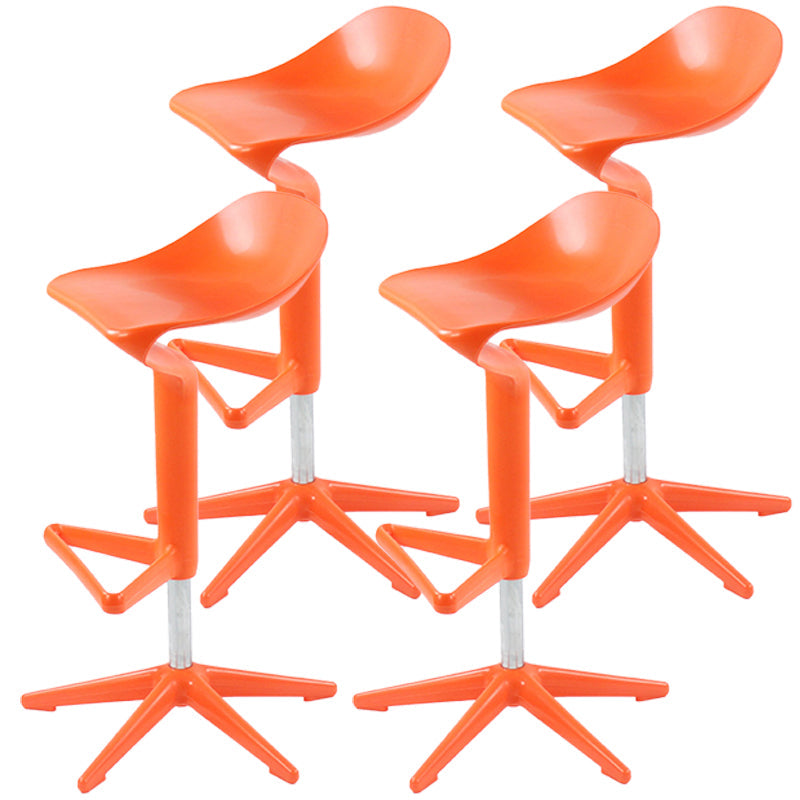 Indoor Modern Plastic Barstool Rotating Lifting Colorful Bar Stool Orange 4 Piece Set Clearhalo 'Bar Furniture' 'Bar Stools' 'bar_stools' 'furn' 'furn_bar_stools' 'furniture_bar_stools' 'Kitchen & Dining Furniture' 'kitchen&dining_furn' 'kitchen' 'kitchen_furn' Furniture' 4290387