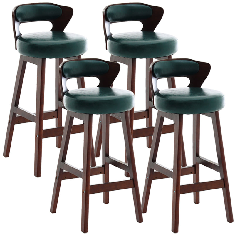 Scandinavian Wood Brown Counter Stools Round Seat Bar Stools with Footrest Green 4 Piece Set Clearhalo 'Bar Furniture' 'Bar Stools' 'bar_stools' 'furn' 'furn_bar_stools' 'furniture_bar_stools' 'Kitchen & Dining Furniture' 'kitchen&dining_furn' 'kitchen' 'kitchen_furn' Furniture' 4290428