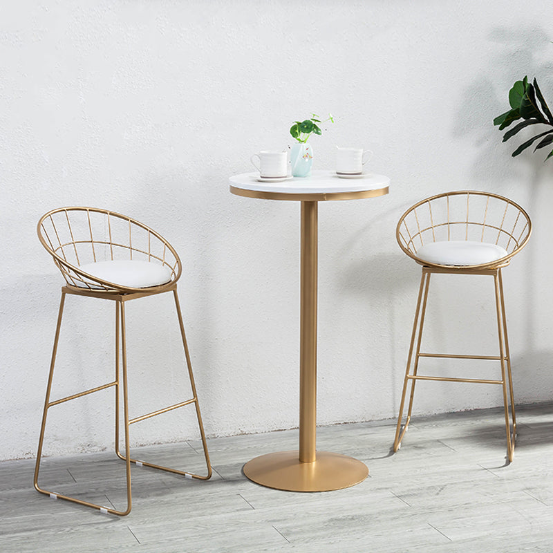Industrial Gold Bar Table 21.6"W Round Top White Wood Bistro Table for Breakroom 21.7"L x 21.7"W x 41.3"H Without Chairs Clearhalo 'Bar Furniture' 'Bar Tables' 'bar_tables' 'furn' 'furn_bar_tables' 'Furniture' 'furniture_bar_tables' 'Kitchen & Dining Furniture' 'kitchen&dining_furn' 'kitchen' 4296351