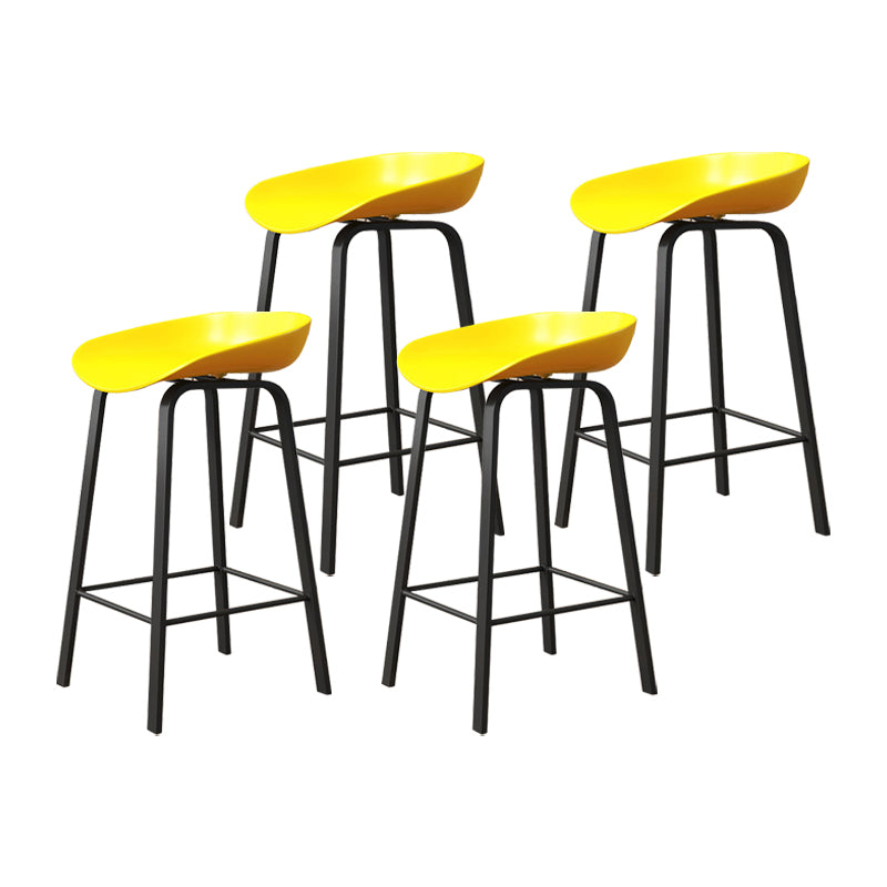 Modern Footrest Low Back Bar Stool Plastic Indoor Bucket Counter-height Stool Yellow 4 Piece Set Clearhalo 'Bar Furniture' 'Bar Stools' 'bar_stools' 'furn' 'furn_bar_stools' 'furniture_bar_stools' 'Kitchen & Dining Furniture' 'kitchen&dining_furn' 'kitchen' 'kitchen_furn' Furniture' 4296755